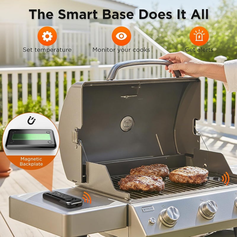 Newise Bluetooth Meat Thermometer with Smart APP, 800FT Wireless Range & LCD Base, Rechargeable Probe, Digital Food Thermometer for BBQ, Grill, Chefs, Air Fryer, Gifts for Men Dad - Image 5